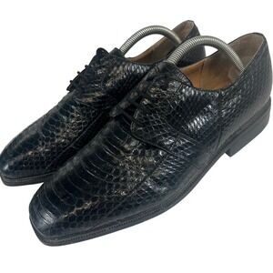 Giorgio Brutini Private Collection Mens Black Genuine Snakeskin Derby Shoes 10M